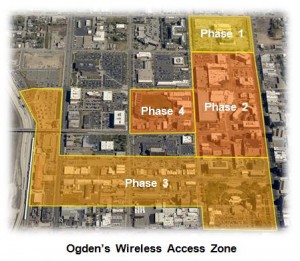 Map of the downtown Ogden free public WiFi zones